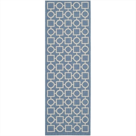 Safavieh 2 Ft. -3 In. X 6 Ft. -7 In. Runner Indoor-Outdoor Courtyard- Blue And Beige- Machine Made Rug CY6925-243-27